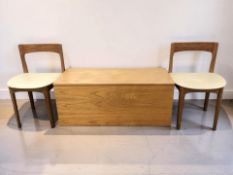 A 20th century teak blanket box, width 100 cm,