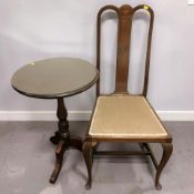 A George III-style mahogany tripod occasional table and a dining chair.