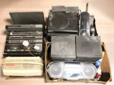 A group of hi-fi components including Sony, radios, speakers, Philips portable record player, etc.
