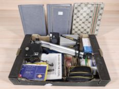 A Prinz 35AW camera, a further Brownie C box camera, camera accessories,