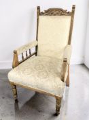 A late Victorian library armchair, width 72 cm.