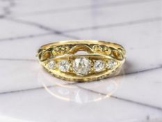 An Edwardian 18ct gold five-stone diamond ring,