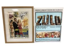 A reproduction Italian James Bond From Russia with Love film poster, in frame,