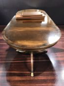 A reproduction mahogany twin pedestal extending dining table with leaf,