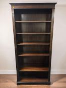 A reproduction mahogany open bookcase, 93 cm x 39 cm x 199 cm.