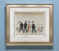 After Laurence Stephen Lowry : 'On the Promenade', Gouttelette print, limited edition 3 of 85,