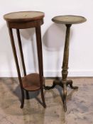 A reproduction mahogany plant stand and a further tripod stand.