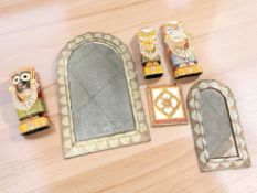 A group of decorative Indian carved and polychrome painted figures,