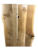 Two rustic oak shelves, length 149 cm.