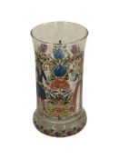 A Bohemian enameled glass marriage beaker, height 13 cm.