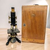 A W Watson & Sons Limited London service lacquered brass microscope, numbered 53667,