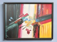 Contemporary School : Abstract study, oil on canvas, 120 cm x 90 cm, indistinctly signed.