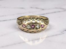An antique 9ct gold ruby and diamond ring, size M CONDITION REPORT: 1.
