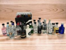 A group of alcohol miniatures including Masons Gin, Malfy, Gordons, Whitley Neill, test tube drinks,