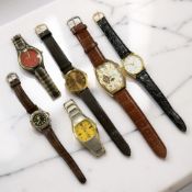 Six gent's wristwatches by Sewor, Ferrari, Sekonda, etc, etc.