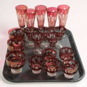 A group of Italian cranberry drinking glasses.