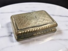 A George III silver snuff box, John Shaw, Birmingham 1819, width 6.