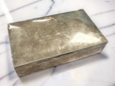 A silver cigarette case with teak lining, 'Presented to Capt. F. X. De Vivenot....