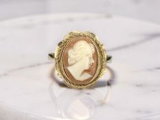 A 9ct gold cameo ring, size J CONDITION REPORT: 2.