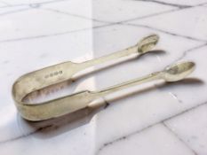 A pair of William IV silver sugar tongs,