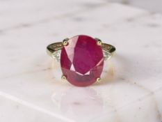 A 9ct gold ruby and diamond ring, size N½ CONDITION REPORT: 3.
