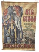 A reproduction poster on cloth : 'Big Bingo - Biggest Brute That Breathes', 146 cm x 102 cm,