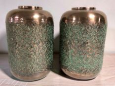 A pair of contemporary copper cylindrical vases, height 30 cm.
