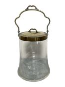A glass Art Nouveau biscuit jar with lid,