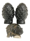 A pair of vintage finials in the form of artichokes, height 23cm,