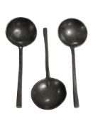 A set of three 17th century pewter Puritan spoons,