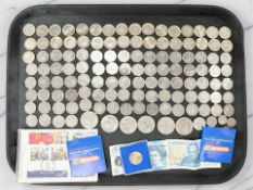 A collection of collector's £2 coins, 50p pieces, and other coins,