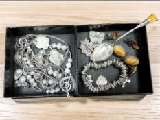 A selection of silver, white metal and other chains, bracelets, earrings, pendants, trinkets, etc.