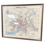 A reproduction map of Newcastle Upon Tyne in 1858, 61 cm x 50 cm.