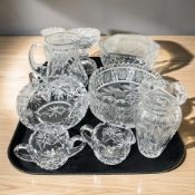 A selection of nine pieces of good quality cut glass : Three fruit bowls,