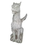 A concrete dragon figure on plinth, height 75 cm.