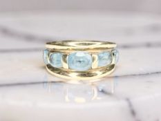 A 9ct yellow gold blue topaz dress ring,