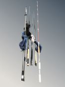 A group of fishing rods including Abu Garcia,