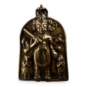 Sacred Brass Plaque with Shiva and Attendants