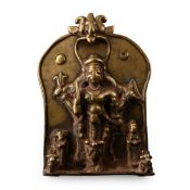 Sacred Copper-Alloy Plaque with Shiva and Attendants
