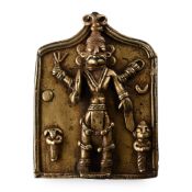 Sacred Brass Plaque with Shiva and Attendants
