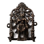 Sacred Copper-Alloy Plaque with Shiva and Attendants