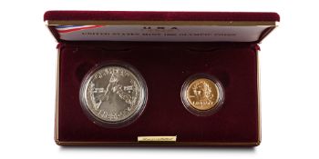 United States of America. Proof AR Dollar and AV Five Dollar.