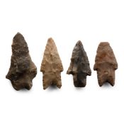 Large North American Stone Age Knapped Spear Point Group