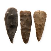 Large North American Stone Age Knapped Spear Point Group