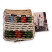Zulu Woman's Beaded 'IIsikwama' Hand Bag Apron and Photograph of Mrs Zama Sithole, a Descendant of t