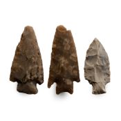 Large North American Stone Age Knapped Spear Point Group