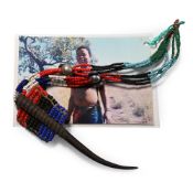 Zulu Woman's Beaded 'Ujibilili' Necklace and Photograph of Lindiwe Masondo, a Descendant of the Owne