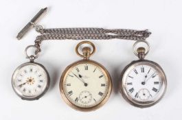 A silver cased keyless wind open-faced gentleman's pocket watch, Birmingham 1885, case diameter 4.