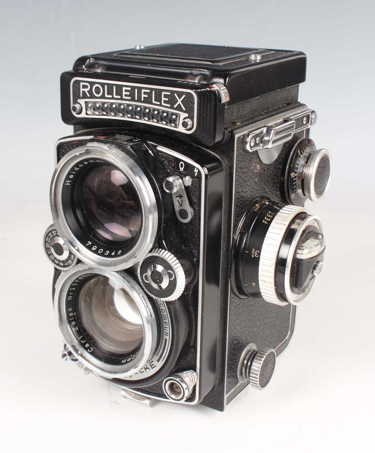A Franke & Heidecke Rolleiflex 2.8E twin lens reflex camera, circa