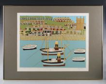 Bryan Pearce (British 1929-2006) - St Ives from Smeaton’s Pier, colour screenprint, signed lower